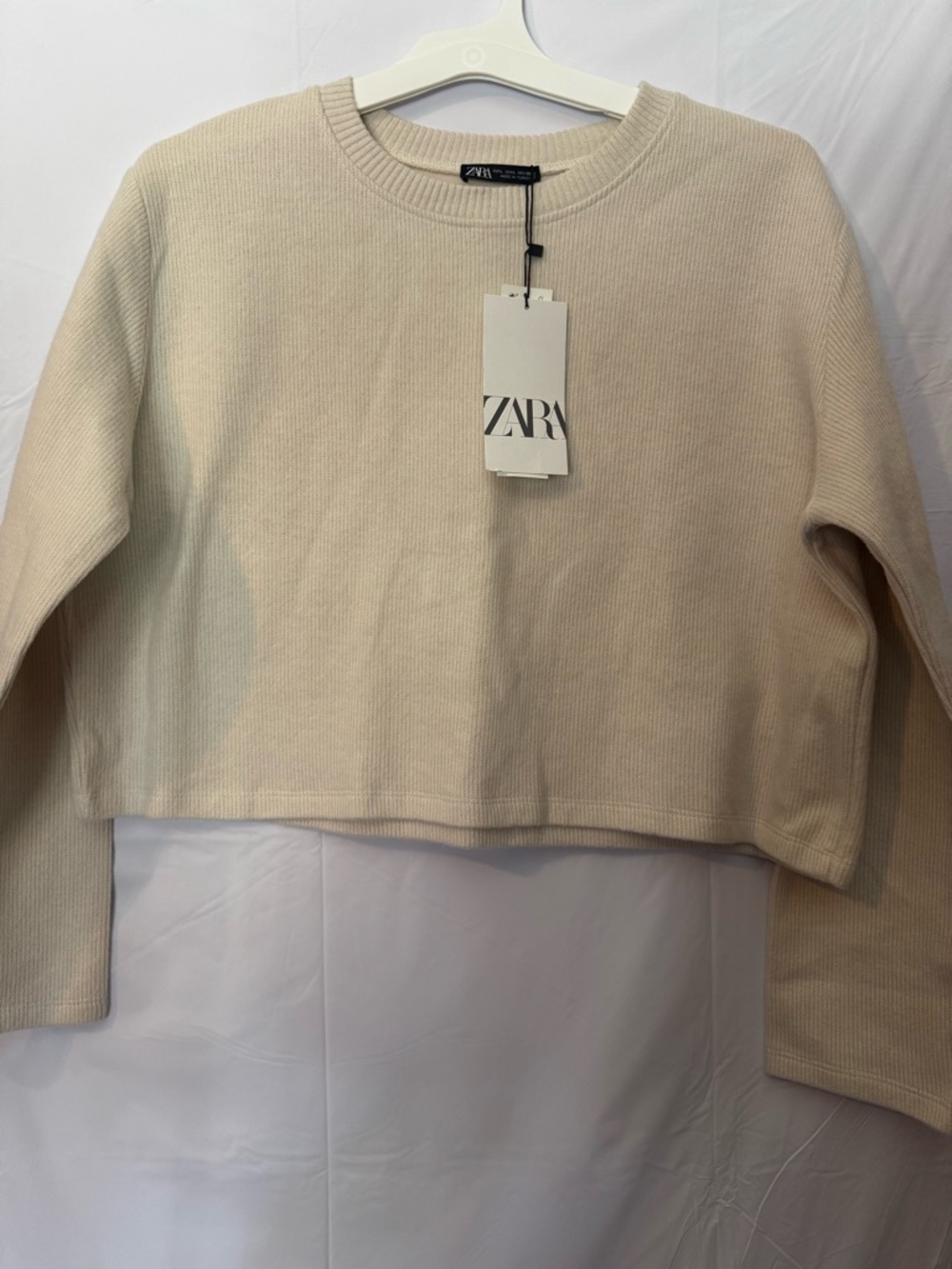 Zara Cropped top Crewneck Sweater - Beige